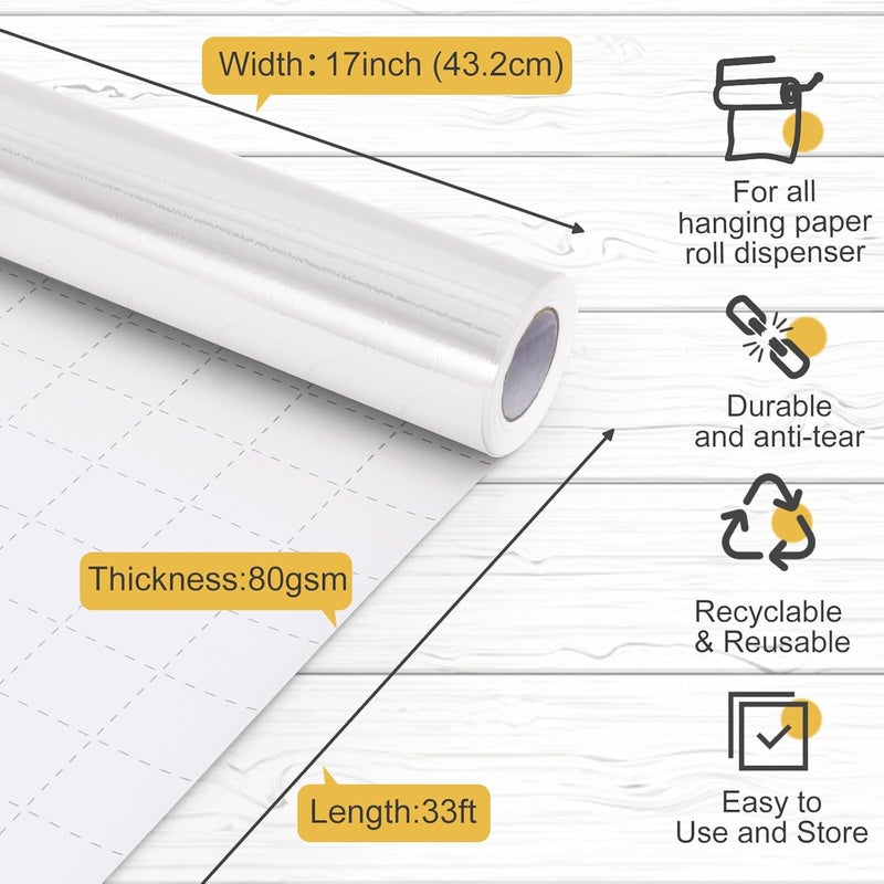 Donyang White Wrapping Paper, 17inch x 33ft Solid Color Metallic Lustre Paper, White Gift Wrapping Paper with Grid Cutting Lines Perfect for Birthday, Wedding, Valentine, Christmas, Baby Shower,Arts & Crafts - Image 3